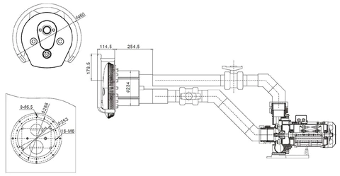 Schema tecnico Kit Piscina Nuoto Controcorrente Placca in Acciaio INOX e ABS